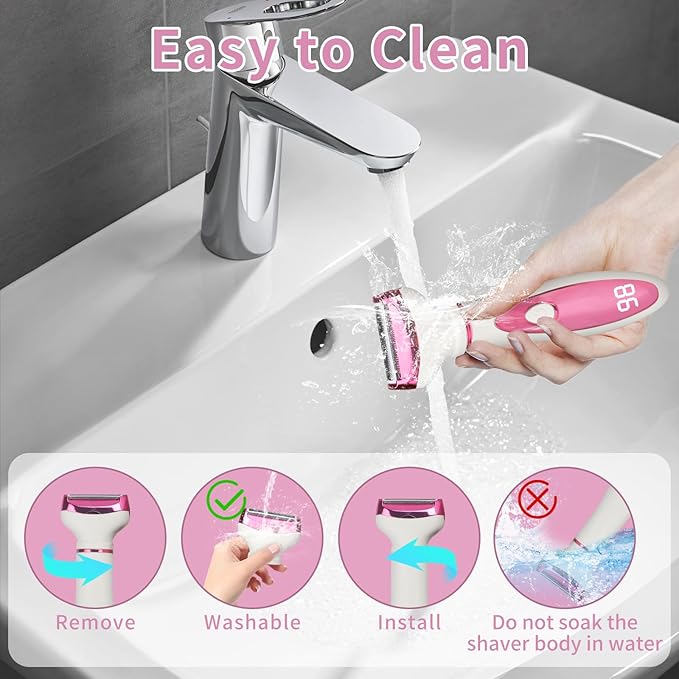 Led Display Electric Razorfor Women Men,4 in 1 Rechargeable Wet & Dry Electric Shaver and Facial Hair Remover,2025 Painless Ladies Body Razors for Nose Face Body Leg Bikini Arm Hair (Purple)