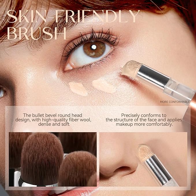 Foundation Makeup,Soft Beige Full Coverage Foundation Makeup（Built-in brush）Vegan Face Makeup(04#)