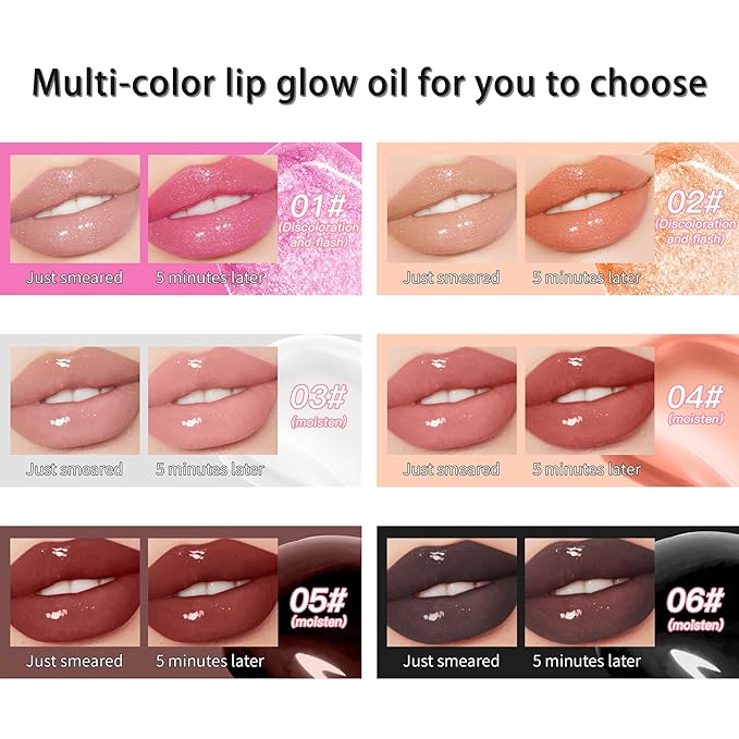 Hydrating Lip Glow Oil for Women, Color Changed Lip Plumper Gloss Moisturizing Nourishing Black Big Brush Head Lip Oil Smooth Lip Liner Stain for Lip Makeup Care and Dry Lips (black, 1 pcs)