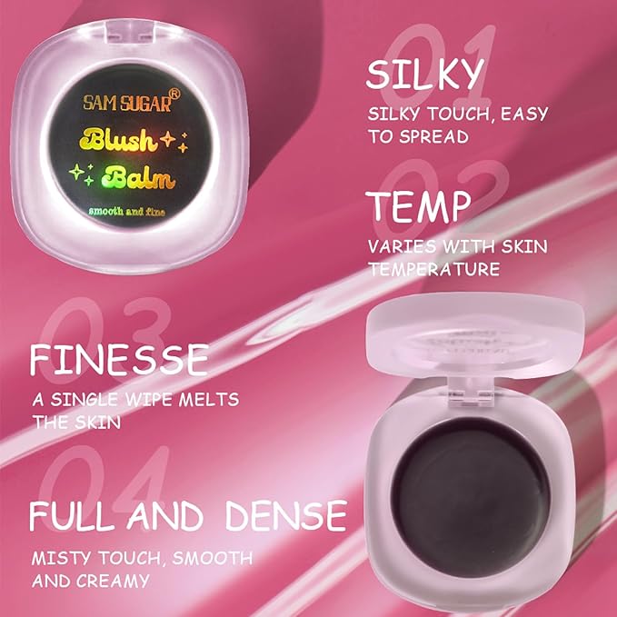 Cream Blush Makeup, Natural Pink/Black Glossy Face Blusher, (Black, One)