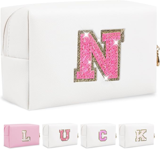 Personalized initial letter makeup bag,