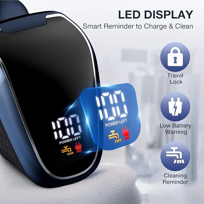 Head Shaver 7D, Wyklaus Head Shavers for Bald Men, Head Electric Razor with Nose Hair Trimmer, Waterproof Wet Dry Mens Grooming Kit, Anti-Pinch