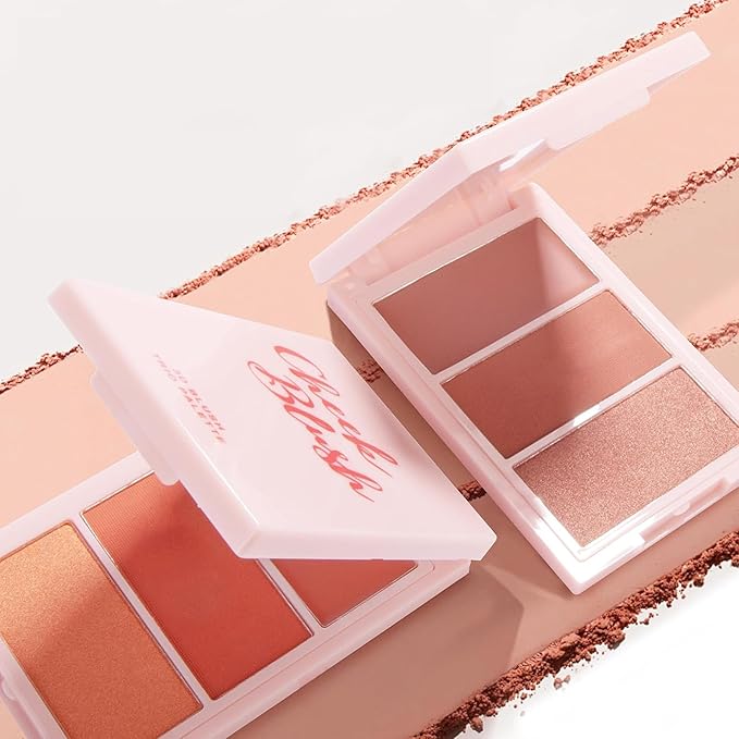 3D Blush Palette, Multi-Use Makeup Contour Pressed Powder Long-Lasting Pigment Cheekbones Contouring Blush Blendable Natural Shimmery Or Matte Finish(03#)