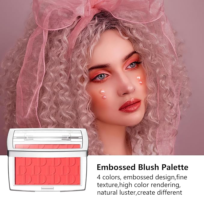 Embossed Blush, Palette Pink Dark Powder Blush Palette
