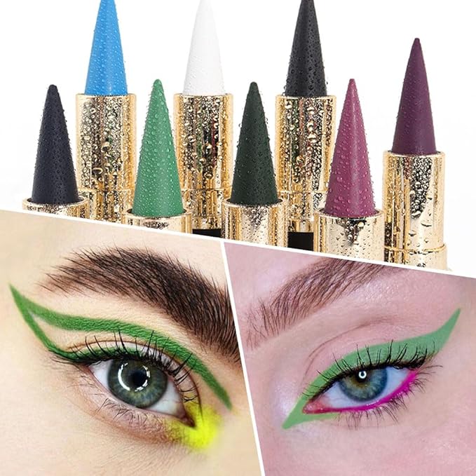 Kaely 2Pcs Light Dark Green Gel Eyeliner Pencils Set,Waterproof Color Colored Eye Liner Crayon,Cat Eye Stencil Gothic Halloween Makeup,Face Paint Eye Black Stick,delineadores de colores para ojos