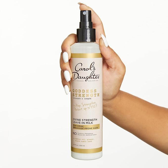 Carol's Daughter Leave In Conditioner, 8.5 Fluid Ounces, Goddess Strength Divine Strength Hair Milk with Castor Oil for Weak, Wavy, Coily and Curly Hair