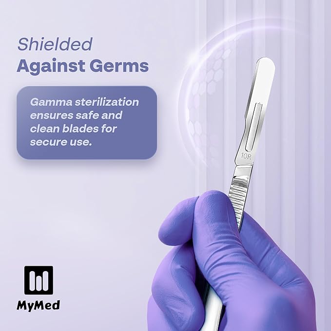 10R Blades Dermaplaning Kit Containing 10r Blades Scalpels Pack of 100 with Scalpel Handle #3 + 10R Scalpel Blade Remover Box + Hemostat by Mymed