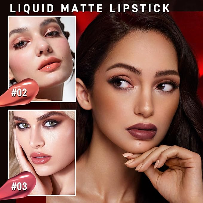 Matte Liquid Lipstick Set, 6 Colors 2-In-1 Mirror Glosses