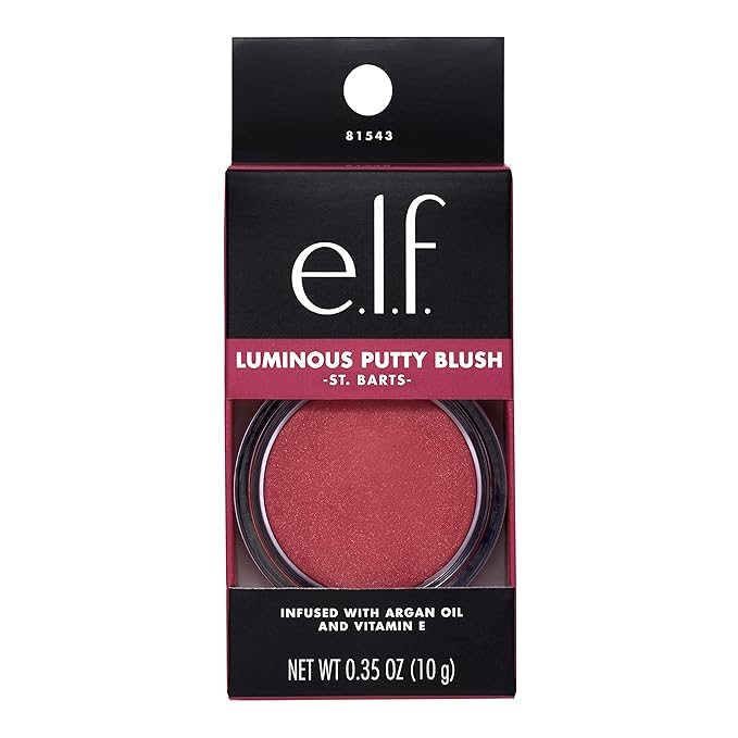 e.l.f. Luminous Putty Blush, Putty-to-Powder, Buildable Blush With A Subtle Shimmer Finish, Highly Pigmented & Creamy, Vegan & Cruelty-Free, St. Barts