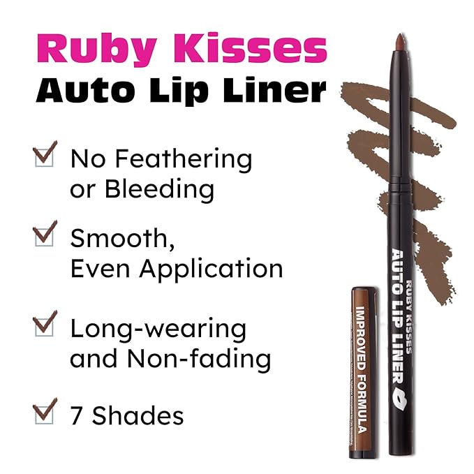 Ruby Kisses Auto Lip Liner Pencil, Long Lasting Lip