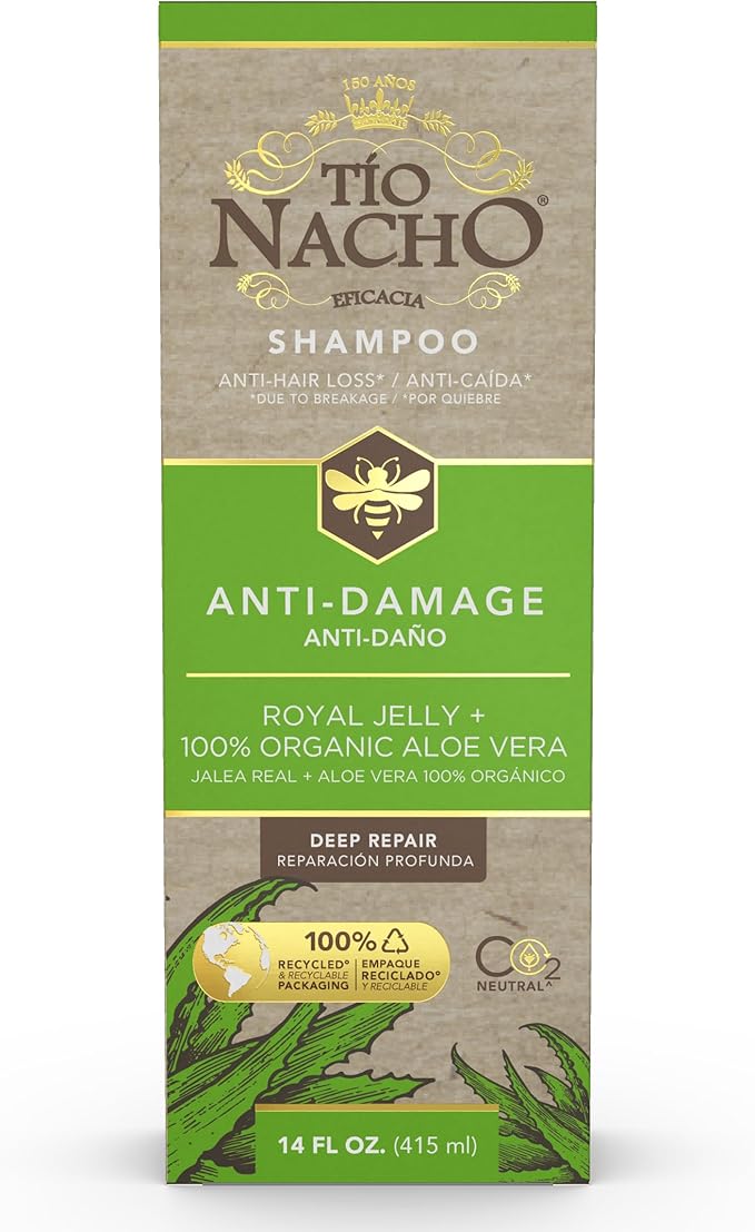 Tio Nacho Aloe Vera Deep Repair Shampoo: Organic Aloe Vera and Royal Jelly for Hair Repair and Protection, Enriched with Vegetable Keratin for Strength and Shine, Paraben, Salt, Silicone-Free - 14 Oz