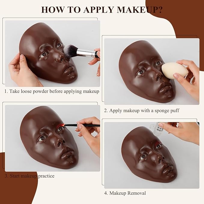 5D Makeup Practice Face Board, Makeup Practice Accessories