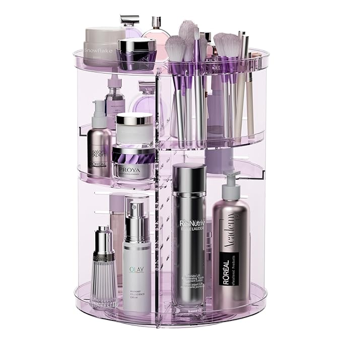 Rotating makeup organizer for vanity,