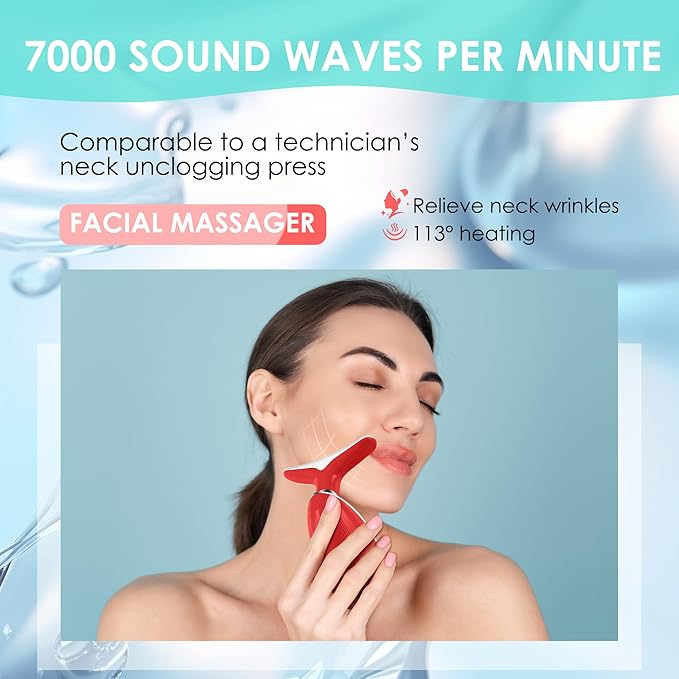 Red-Light-Therapy-for-Face and Neck, Face 𝖲 culpting Wand Facial Massager with 7 Color (Red)