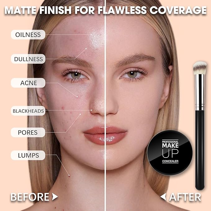 Cream Concealer Full Coverage Makeup, Matte Color Correcting (#04 LIGHT)