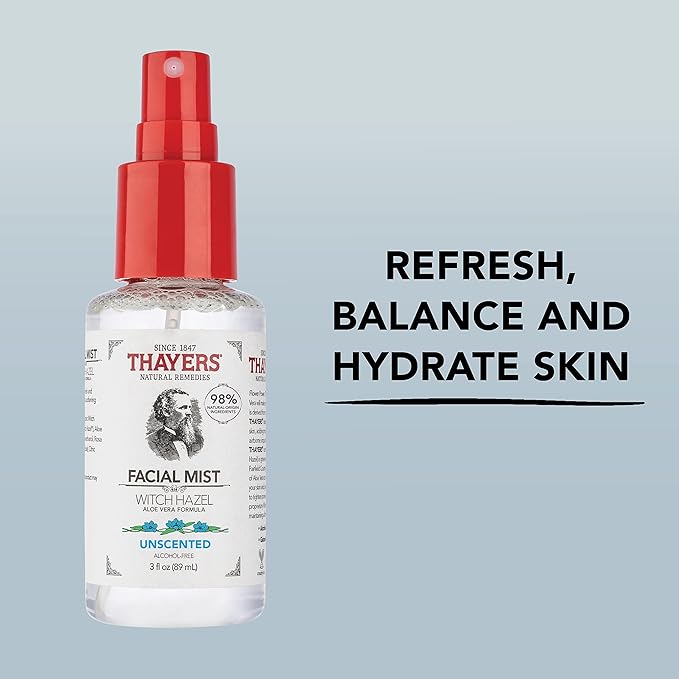 THAYERS Witch Hazel Facial Mist Toner with Aloe Vera, Unscented, Trial Size, 3 Ounce (Pack of 3)