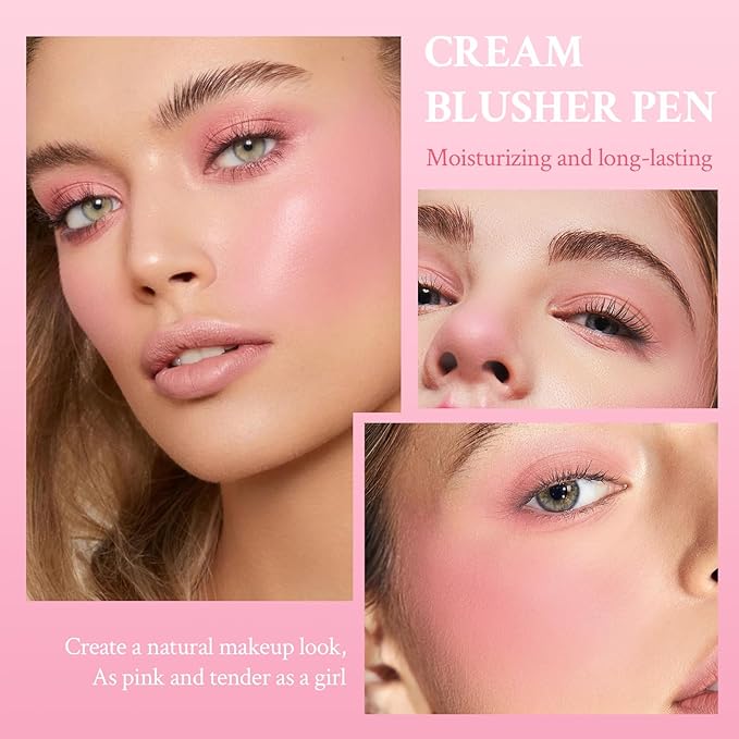 Cream Blush Stick for Cheeks, Cream to Powder Makeup (02#)