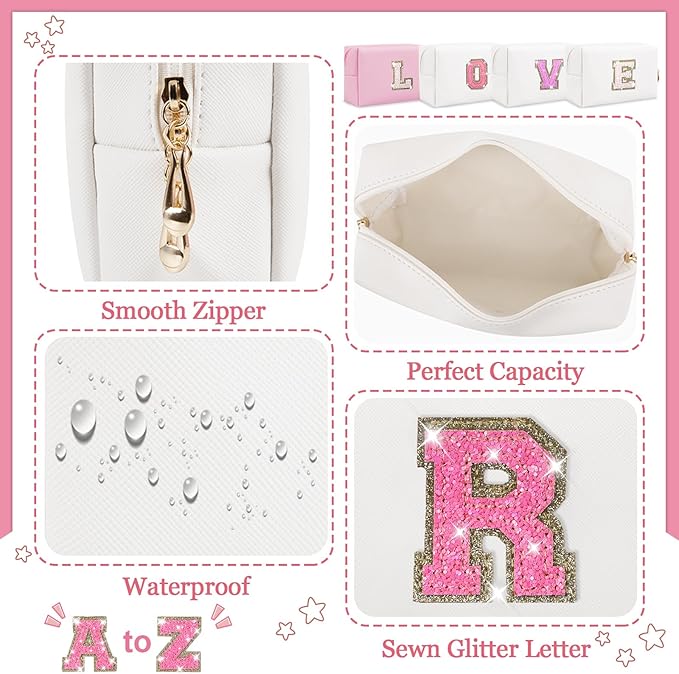 Personalized initial letter makeup bag,