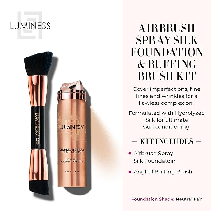 LUMINESS Silk Airbrush Spray Foundation & Buffing Brush Neutral Fair