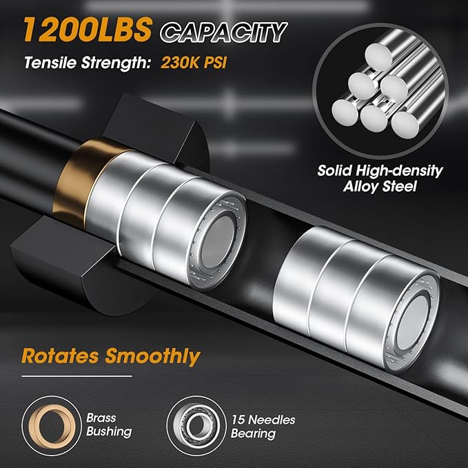 FEIERDUN Olympic Barbell EZ Curl Bar 47in/4ft/5ft/6ft/7ft for Weightlifting 2 inch 2 Spring