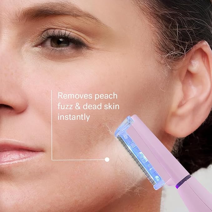 Michael Todd Beauty Sonicsmooth Pro+ Dermaplane Razor for Women Face + Eyebrow trimmer Dermaplaning System w/LED Light Peach Fuzz Remover -16 Dermaplaning Blades & 2 Microsmooth Exfoliation Tips