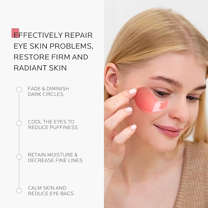 Dr. Pure Under Eye Patches for Puffiness: Caffeine Eye Mask Soothe Fine Lines Wrinkles with Niacinamide Hyaluronic Acid - Reduce Dark Circles Eye Gel Pad (30 Pairs)