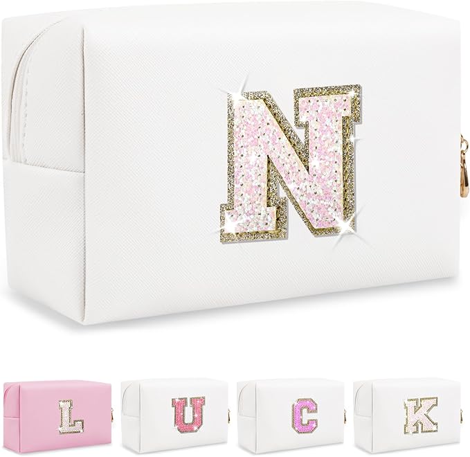 Personalized initial letter makeup bag,