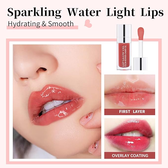 2pcs Hydrating Lip Glow Oil Set Tinted Plumping Hydrating