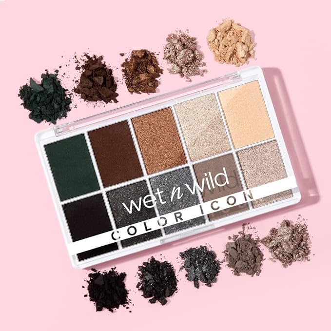 wet n wild Color Icon 10-Pan Eyeshadow Makeup Palette, Blue Lights Off, Long Lasting, Shimmer, Metallic, Glittery, Matte, Rich Smooth Pigment, Cruelty Free
