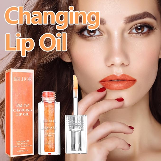 Midnight Boss Up Magic Color Changing Lip Oil Stain Cosmetic PH Actived Moisturizing Hydrating Glow Gloss Tinted Transparent Care Long Lasting Non-Sticky Fresh Texture Nourishing Pink Orange Red