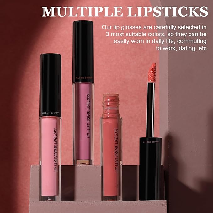 12 Color Cream Lip Gloss, 12 Colors Cream Texture Lipstick Waterproof, Long-Lasting Moisturizing Velvet Lip Gloss，Waterproof Lip Gloss Moisturising Liquid Lipstick(#3#5#12，3pcs)