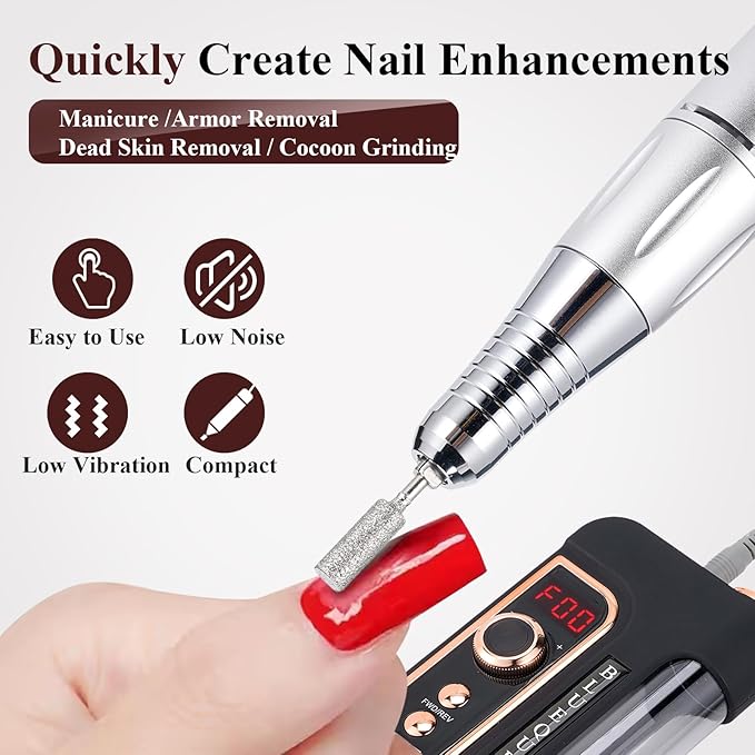Rechargeable 35000rpm electric nail drill