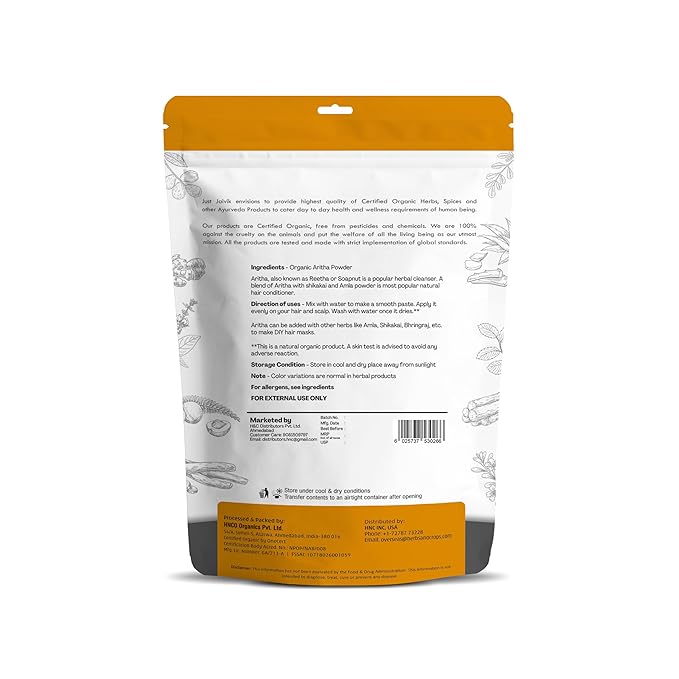 100% Organic Certified Aritha Powder (Soap Nut Powder) 227g