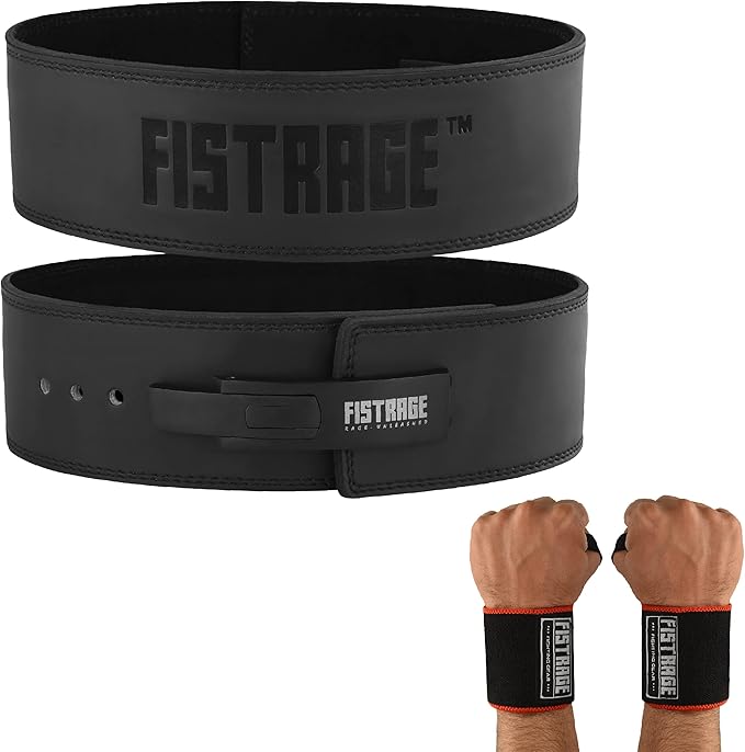 FISTRAGE Lever Buckle Weight Lifting Leather Black Belt