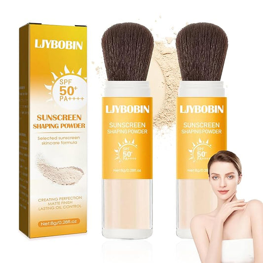 2 Pcs Sunscreen Setting Powder,SPF 50+ PA++++,Oil Control Sunscreen Brush