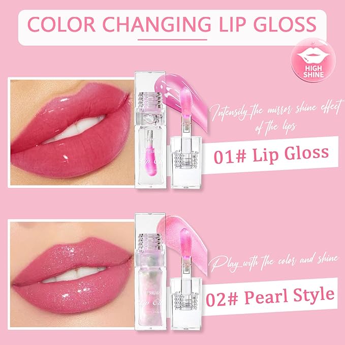 Magic Color Changing Lip Oil，Plumping Glimmer Color Changing Lip