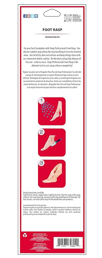 Onyx Professional Foot Rasp, No Mess Callus Remover for Feet, Includes Debris Catcher - Stainless Steel Foot Scrubber Dead Skin Remover, Lightweight Callus Shaver for Feet, Foot File, Pedicure