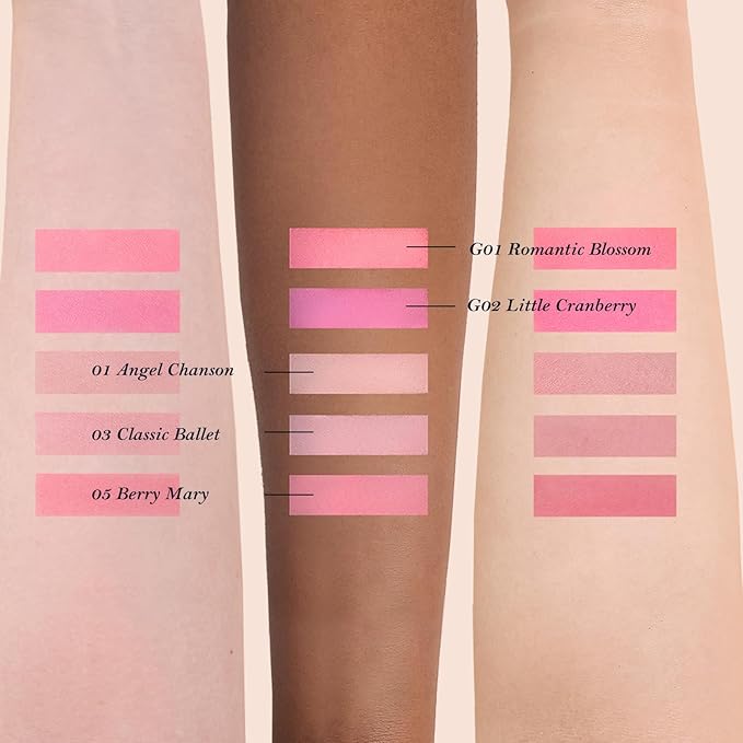 Flower Knows Strawberry Rococo Embossed Blush;Berry Matte Finish;Buildable & Blendable Powder Blush for cheeks,Highly Pigmented;Natural Flush for All Skin Tones(G02 Little Cranberry,4.6g)