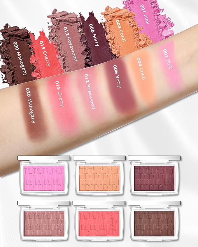 Pink Powder Blush Palette, Matte Powder Makeup Blush Enhancing -#Pink