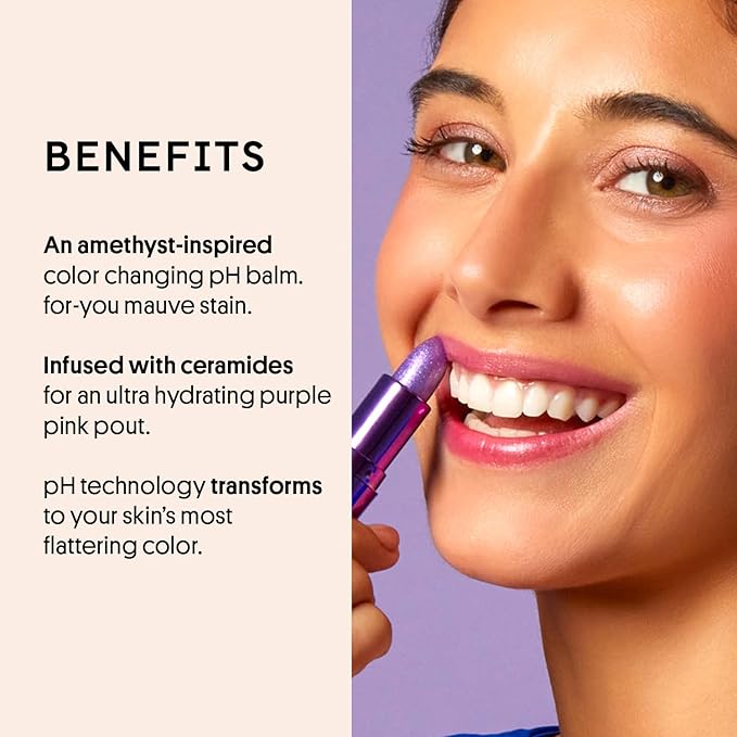 Winky Lux Glimmer Balm, pH Lip Balm, Color Changing Lipstick and Tinted, Vegan & Cruelty Free Lip Balm, Hydrate & Plump, Sheer Purple Pink Lipstick, Amethyst