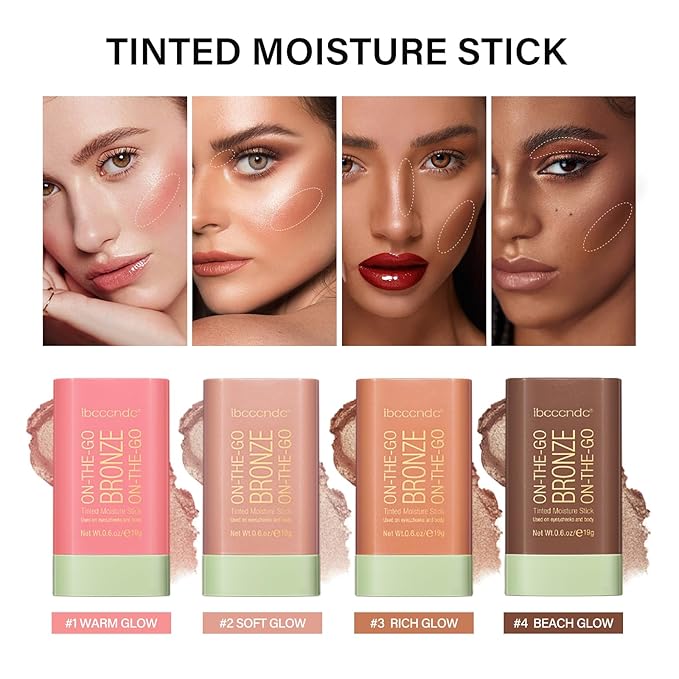 MEICOLY Cream Bronzer Stick, Natural Highlight Contour Makeup,Face Highlighter Stick,Contour Stick Facial Contouring Stick,Buildable Face Bronzer Face Shaping,Waterproof,01 Warm Glow