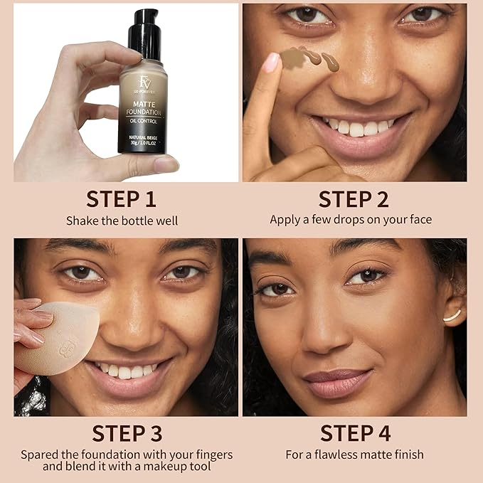 FV Full Coverage Liquid Foundation, Lightweight & Concealing, (Toffee Matte)