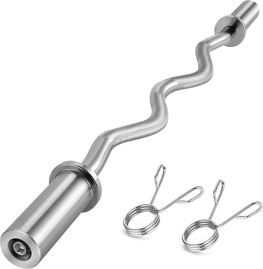 47" Olympic Barbell Curl Bar EZ Bar Strength 440-Pound Capacity