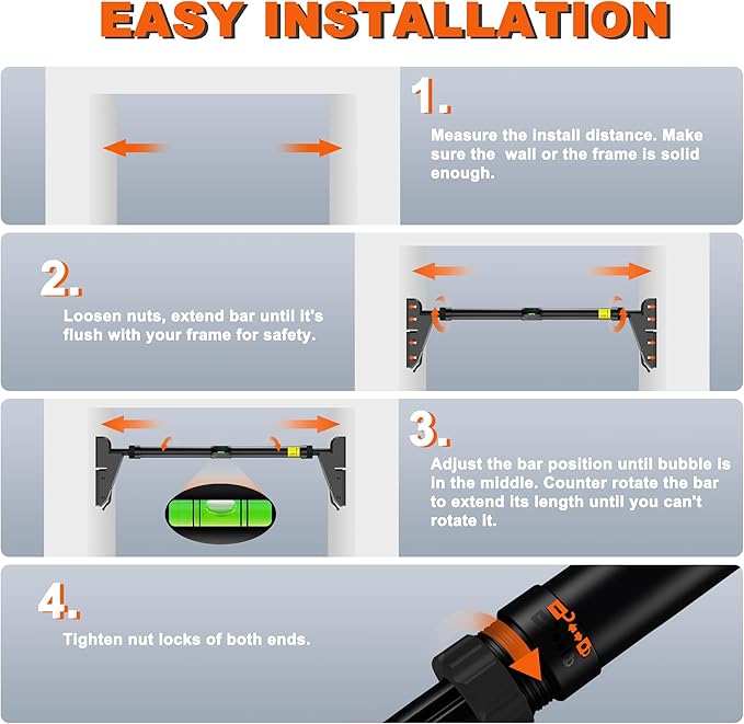 FICTOR Door Pull up Bar for Doorway 30''-37'' Door