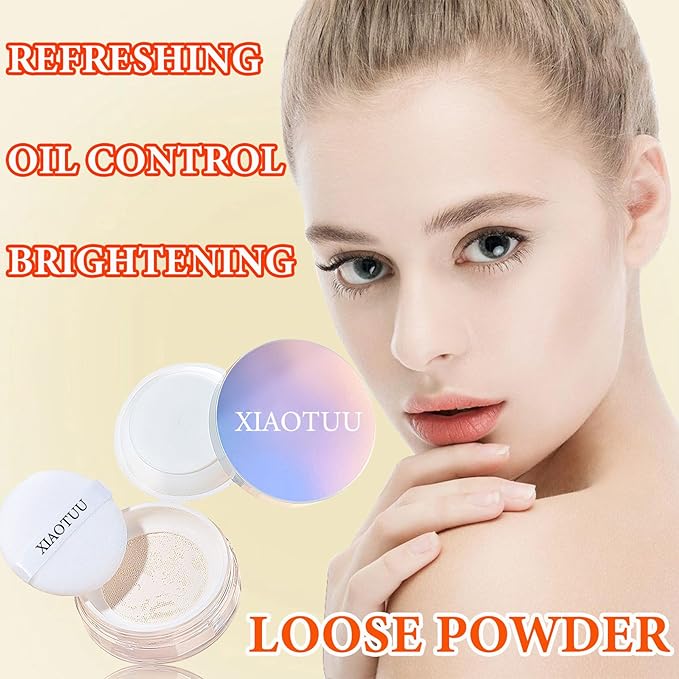 Loose Setting Face Powder,Loose Powder Lightweight & Breathable Women （Ivory）