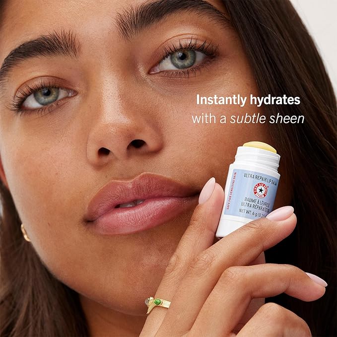 First Aid Beauty - Ultra Repair Lip Balm, Instant Hydration and Moisture for Soft, Supple & Plump Lips, Concentrated Formula of Botanical Oils, Butters & Waxes, Cruelty Free, 0.25 oz