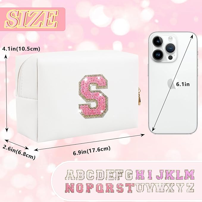 Personalized initial letter makeup bag,