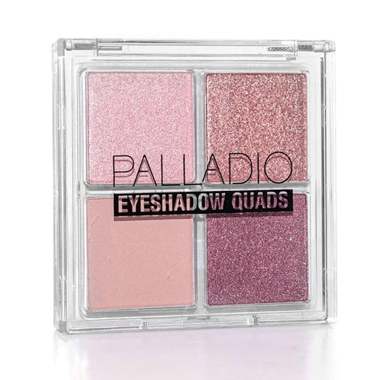 Palladio Eyeshadow Quads Velvety Pigmented Blendable Matte, Metallic & Shimmer Finishes, Creamy Formula, Four Way Quad Eye Shadow Palette, Talc-Free (Girly)