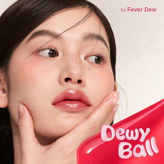 HINCE Raw Glow Dewy Ball - Tinted Lip Balm, Jelly Gloss Glow, Shine and Hydration, Lip & Blush Multiuse, Vegan, 0.12 oz. (13 colors) (FEVER DEW)