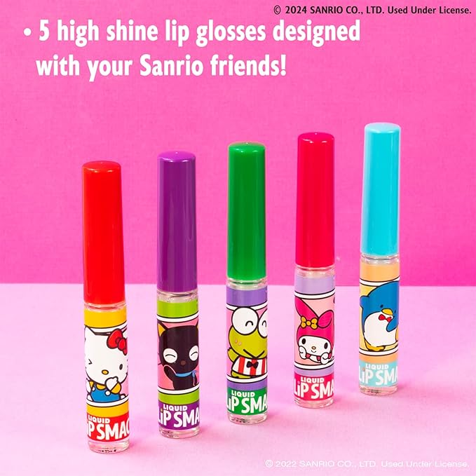 Lip Smacker Sanrio Hello Kitty and Friends Flavored Liquid Lip Gloss | Dry Lips | For Kids, Men, Women | Stocking Stuffer | Christmas Gift | Set of 5